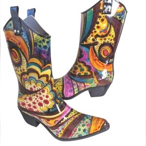 Nomad Monet Cowboy Rubber Rain Boots  Size 10